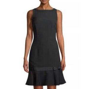Karl Lagerfeld Sleeveless Flounce Short Dress Bow Detail Women’s 2 Black Sheath